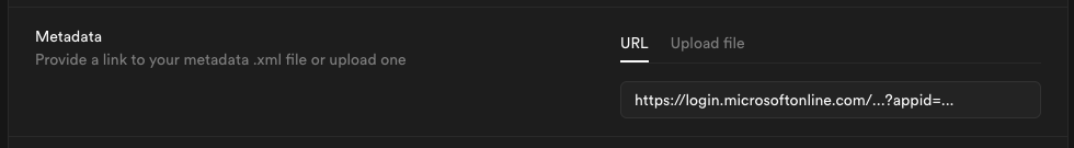 Metadata configuration with Azure AD